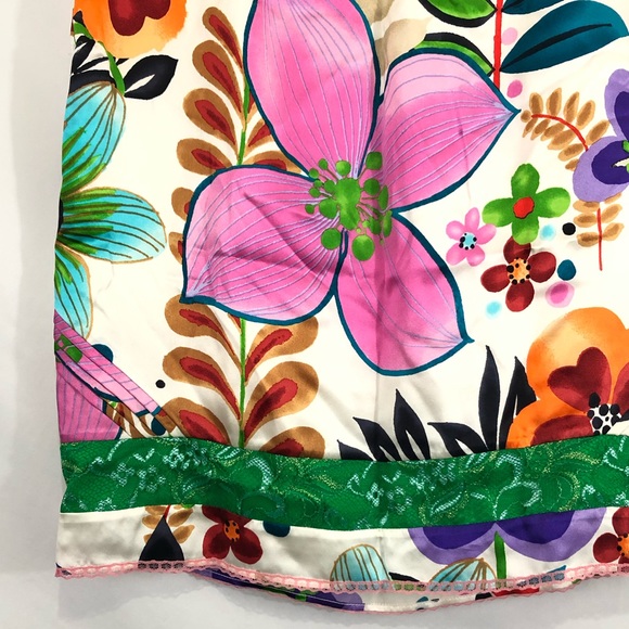 Custo Barcelona Silk Floral Pull-on A-line Skirt - Picture 2 of 7